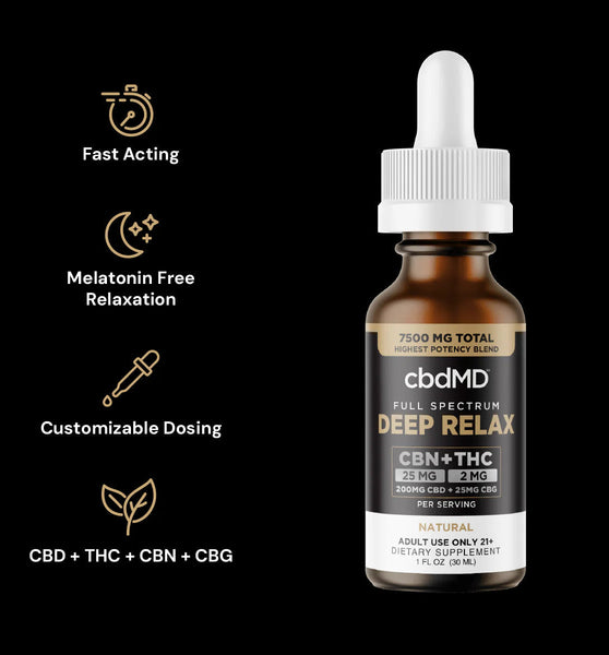 cbdMD Full Spectrum CBD + CBG Oil Deep Sleep Drops - 7500MG