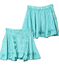 ThreadHeads Acid Wash Embroidered Lace Tie Front Skirt - One Size / Colors Vary