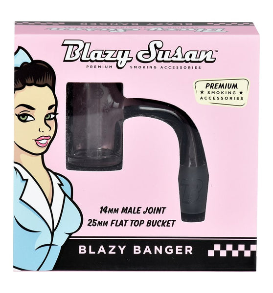 Blazy Susan Flat Top Etched Quartz Banger - 14mm M