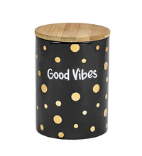 FASHIONCRAFT Deluxe Canister - Stash Jar White + Black Canister - Gold Polka Dots - Good Vibes