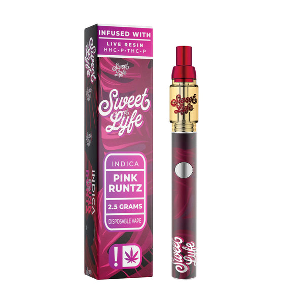 Sweet Lyfe 2.5ml Disposable Vape Pen Infused with Live Resin HHC-P+THC-P - Pink Runtz - Indica