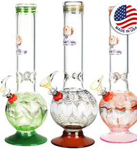 Phoenix Rising Bubble Base Water Pipe w/ Ice Pinch - 12"/Colors Vary