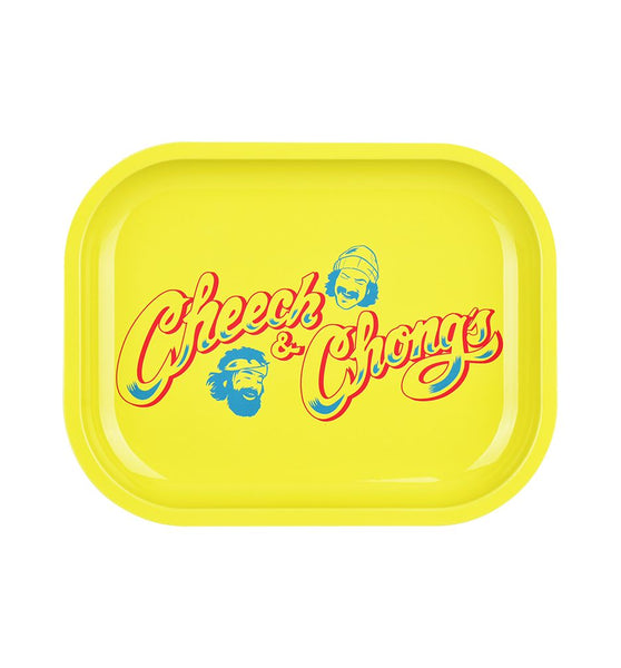 Cheech & Chong x Pulsar Mini Metal Rolling Tray - Yellow Logo / 7"x5.5"