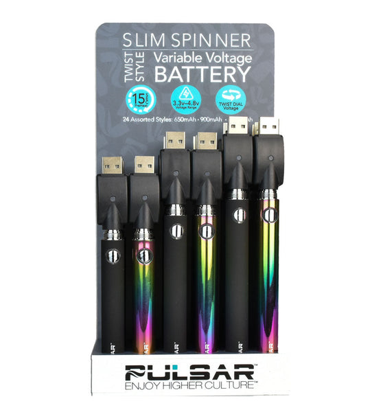 Pulsar Slim Spinner Twist Style VV Batteries- Asst mAh - 24PC