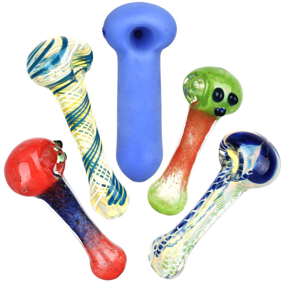Eccentric Glass Spoon Pipes - 4.75" - 5.25" 20ct