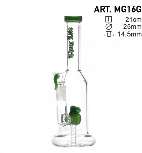 Thug Life | 8" Green Water Pipes w/ Custom Perc