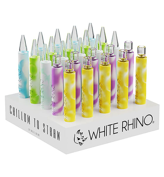 White Rhino Quartz Chillum To Straw - 5" / Glow In The Dark 25ct