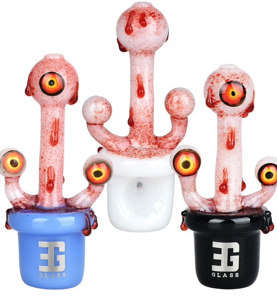 EG Glass Potted Eyeballs Glass Hand Pipe - 5"