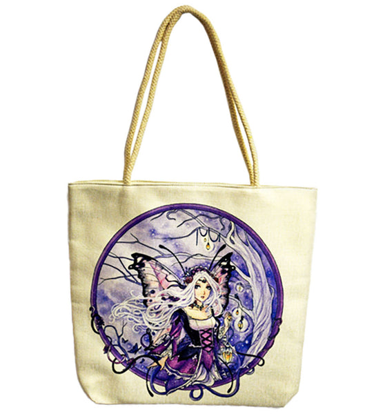 Fanciful Fairy Jute Rope-Handled Tote Bag - 17"x15"