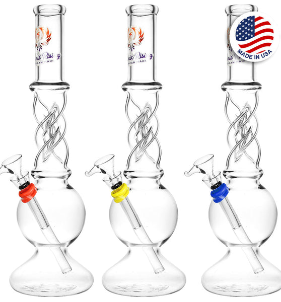 Phoenix Rising Twist Dome Base Water Pipe - 12"/Colors Vary