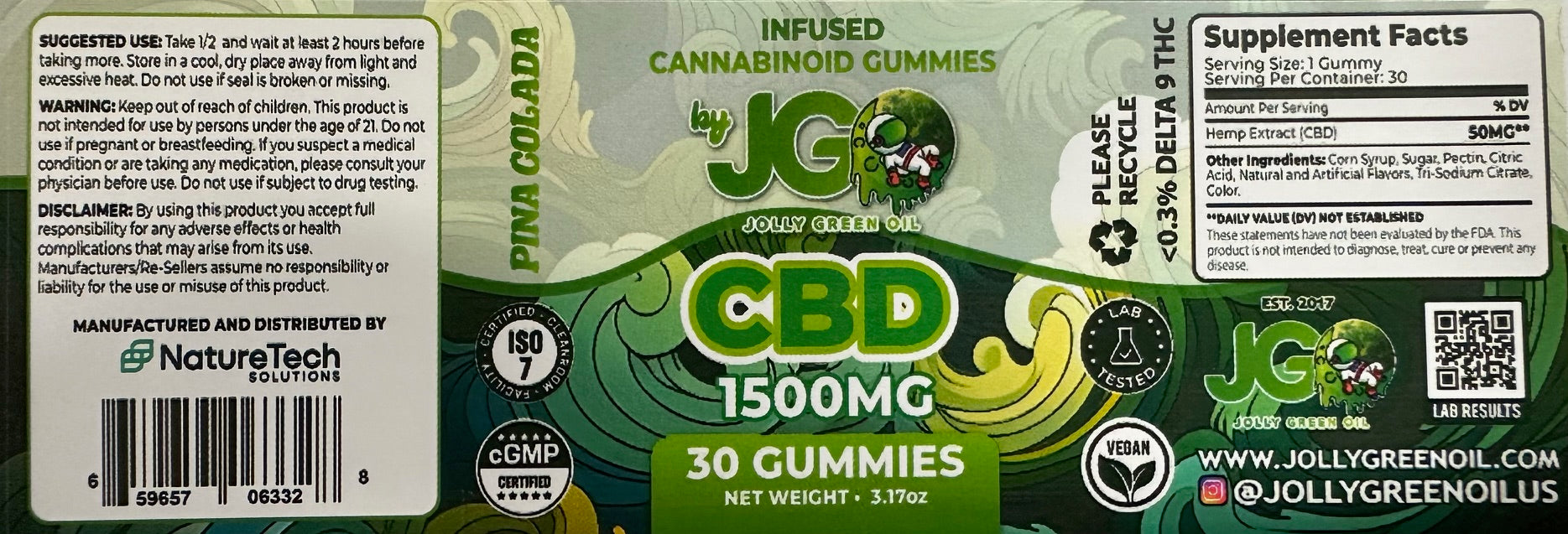 JGO Full Spectrum CBD Gummies, 1500 mg, 30 ct