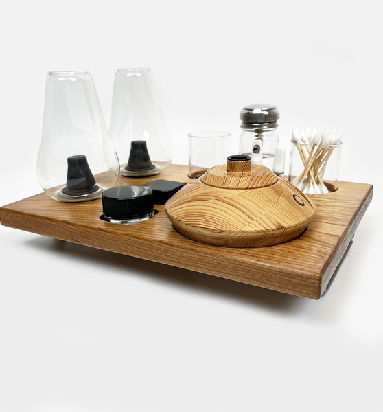 Zenco Sipping Vaporizer Basic All  Wood Tray for Organizing Your Dab Session with ISO Dispenser and Swab Jar