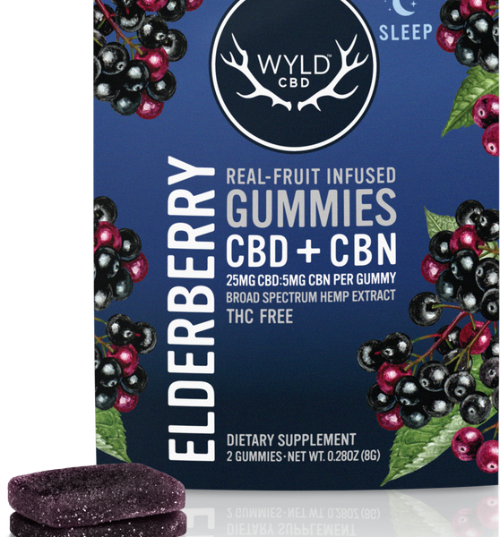 WYLD CBD Real Fruit Infused CBD + CBN Sleep Elderberry Gummies