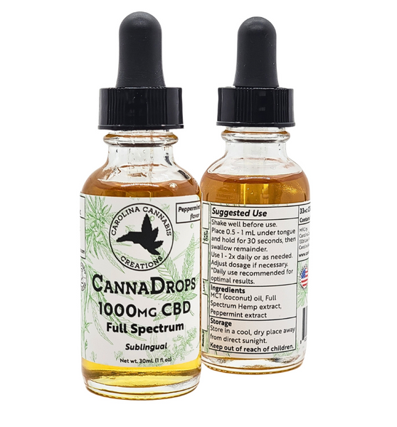 Full Spectrum 1000mg CBD Oil | Peppermint | Carolina Cannabis Creations