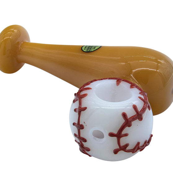 LA Pipes "420 Stretch" Bat & Baseball Glass Pipe