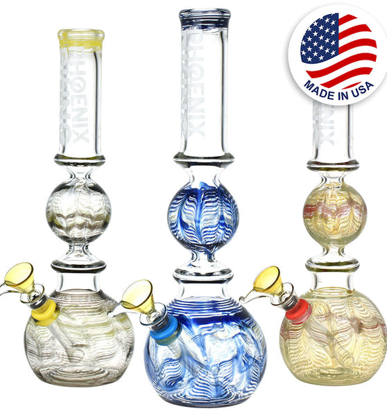 Phoenix Rising Bubble Ball Water Pipe - 10.75"/Colors Vary