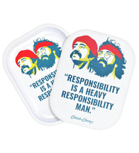 Cheech & Chong's x Pulsar Mini Metal Rolling Tray w/ Lid - Responsibility / 7"x5.5"