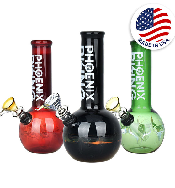 Phoenix Rising Round Base Water Pipe - 7"/Colors Vary