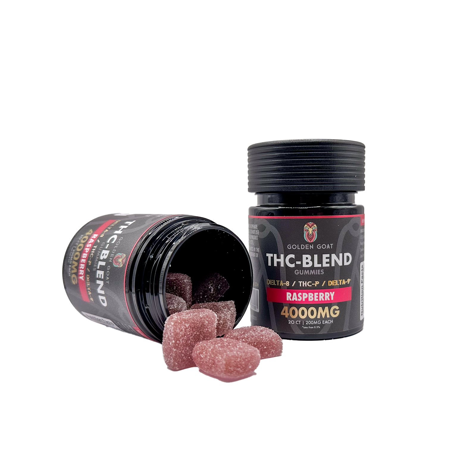Golden Goat THC Blended 4000MG Infused Gummies Delta 8 / THC-P / Delta 9 - Raspberry