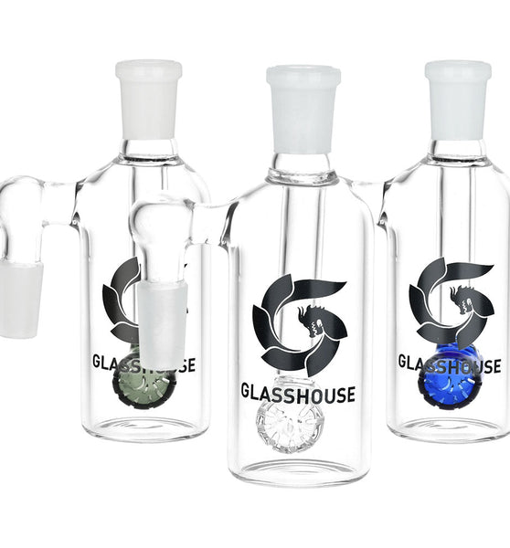 Glass House Barrel Diffuser Glass Ash Catcher - 14mm M / 90D / Colors Vary