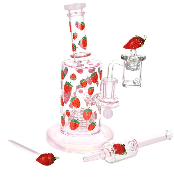 Pulsar Strawberry Cough Glow In The Dark Dab Rig Kit - 8" / 14mm F