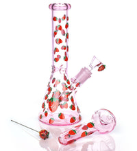 Pulsar Fruit Series Strawberry Cough Herb Pipe Glow Duo - 10" / 14mm F