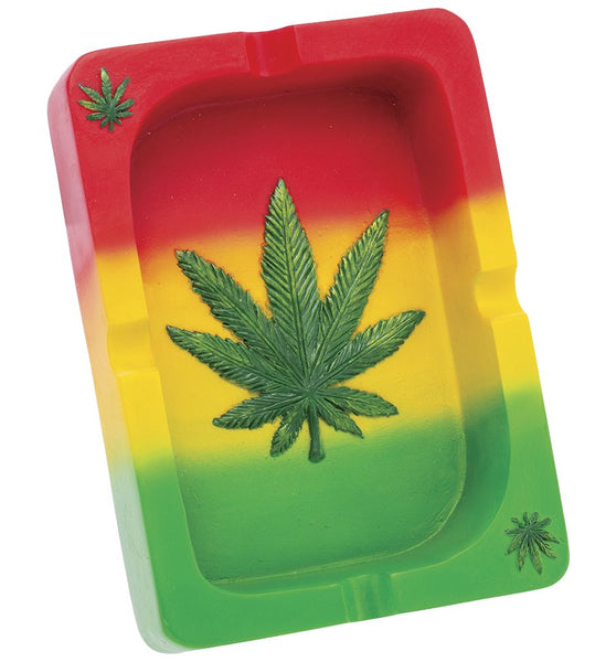 Fujima Rasta Hemp Leaf Playing Card Polyresin Ashtray