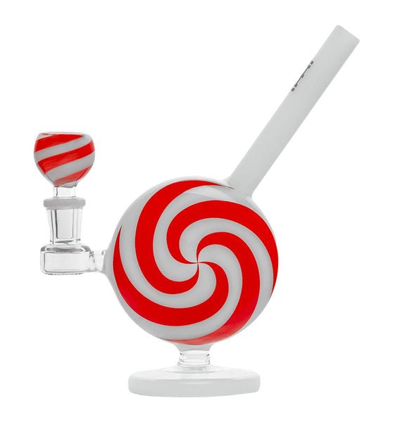 Hemper Jollypop Candy Cane Glass Water Pipe - 6.75" / 14mm