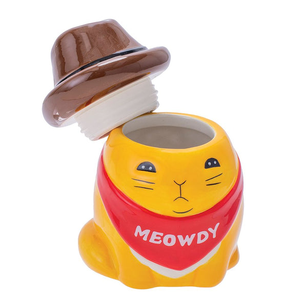 Fujima Meowdy Cat Cowboy Ceramic Stash Jar - 4.5"