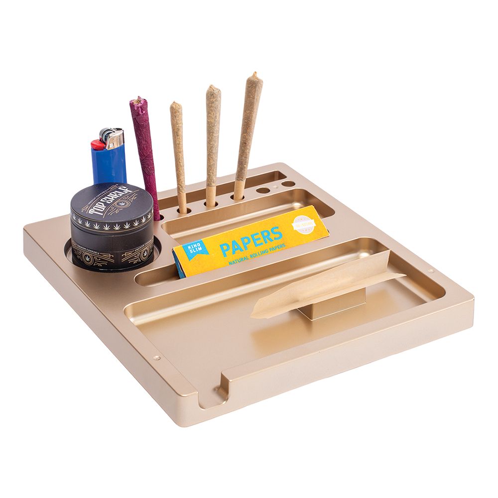 8CT DISPLAY - Fujima Pro-Roller Sectioned Plastic Rolling Tray - 9.1"x8.5" / Assorted Colors