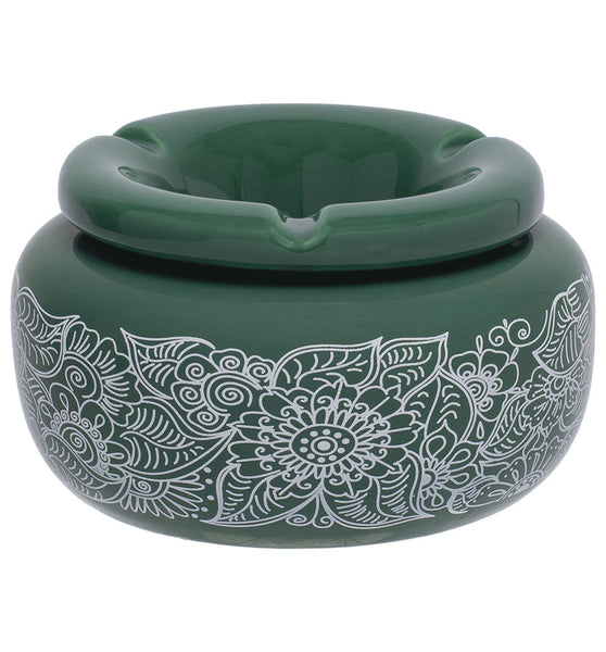 Fujima Moroccan Ceramic Ashtray - Green Floral / 5"