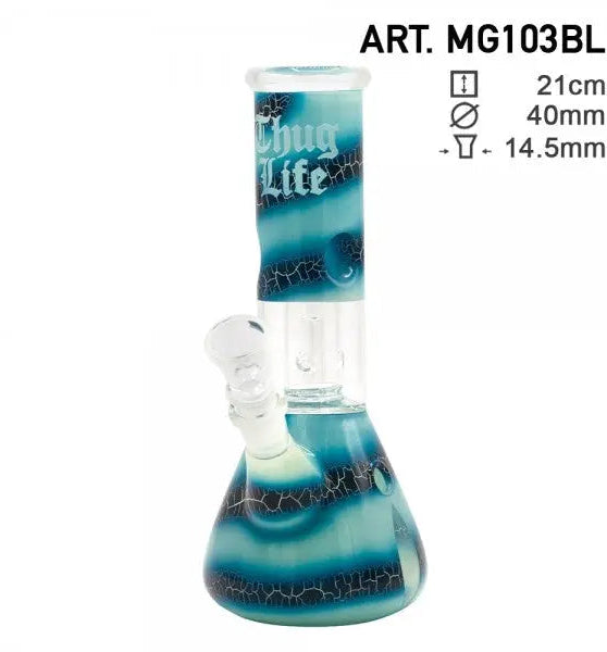 Thug Life | 8" Blue Ocean Swirl Water Pipe