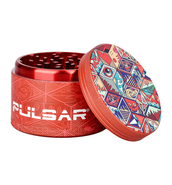 Pulsar Design Series Grinder with Side Art - Symbolic Tiles / 4pc / 2.5"