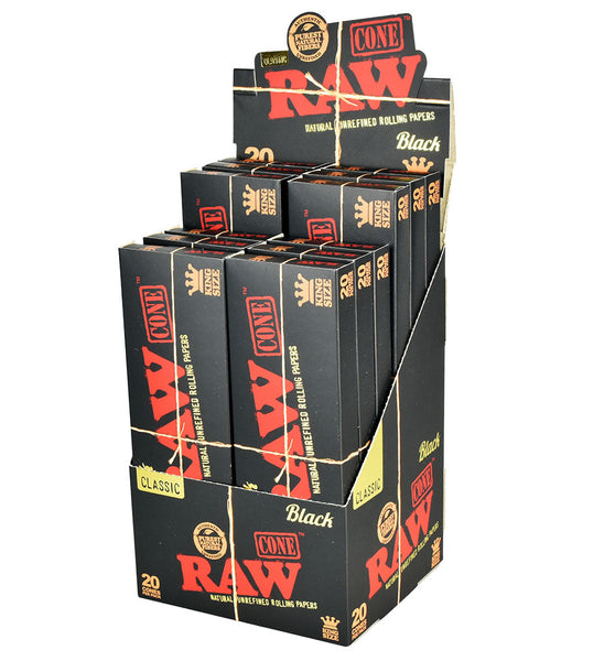 RAW Black Pre-Rolled Cones - 20pk/King Size - 12PC