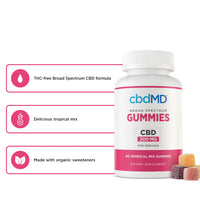 cbdMD Broad Spectrum CBD PM Sleep Gummies Raspberry - 750MG, 60ct