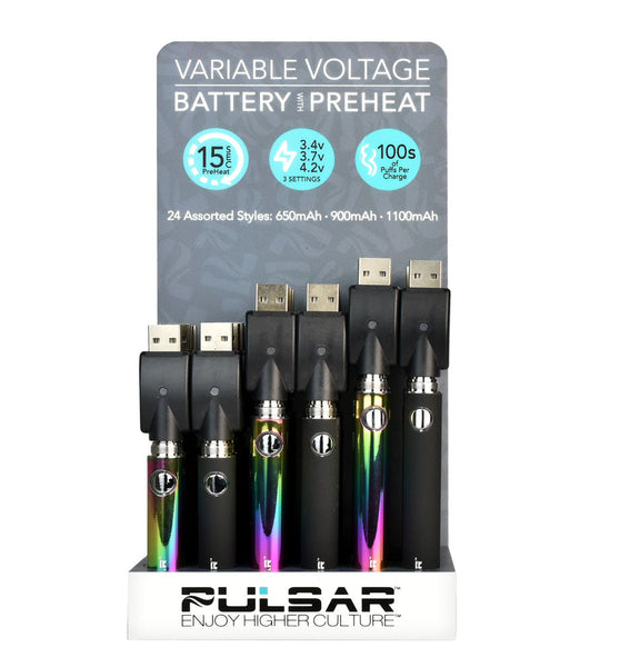 Pulsar Variable Voltage Pen Batteries - Asst mAh - 24PC