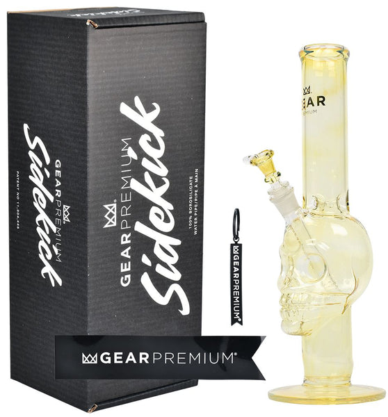 Gear Premium Color Changing Skull Straight Tube Glass Water Pipe