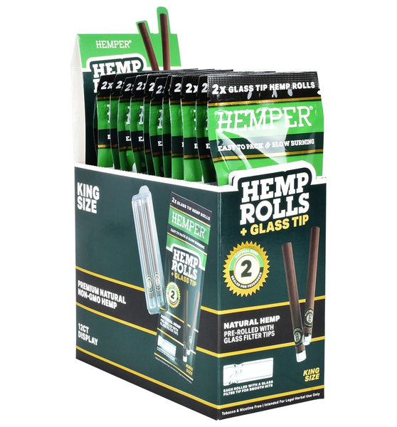 Hemper Hemp Rolls + Glass Tips | 12pk