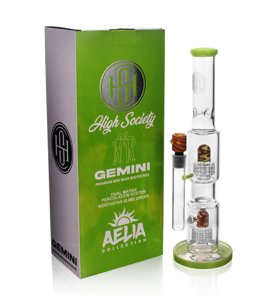 High Society | Gemini Premium Wig Wag Waterpipe (Green)