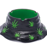 Fujima Black & Green Leaf Bucket Hat Ashtray - 5.75"