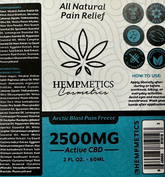 Hempmetics Arctic Blast Pain Freeze 2500 mg