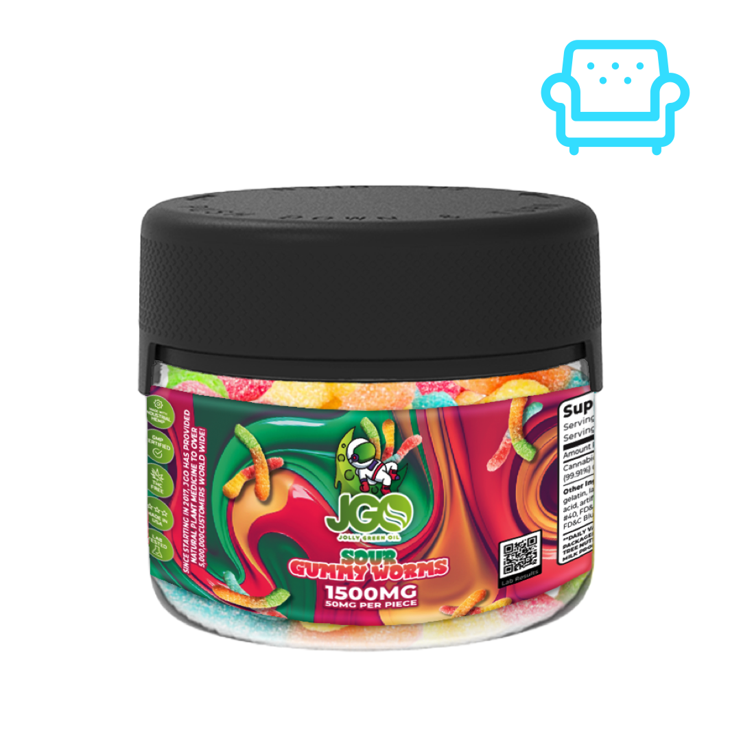 JGO CBD Sour Gummy Worms, 1500 mg, 30 ct