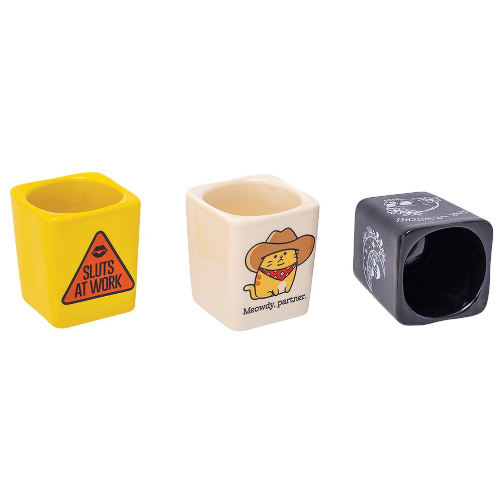 Fujima Square Ceramic Shot Glasses - 2oz / 6ct