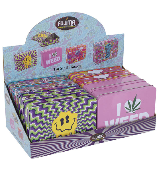 Fujima Tin Stash Box - 6.5"x4.5" / Assorted Designs 8pcs