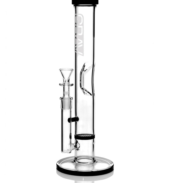 GRAV® Medium Straight Base w/ Disc Water Pipe - Black Accent