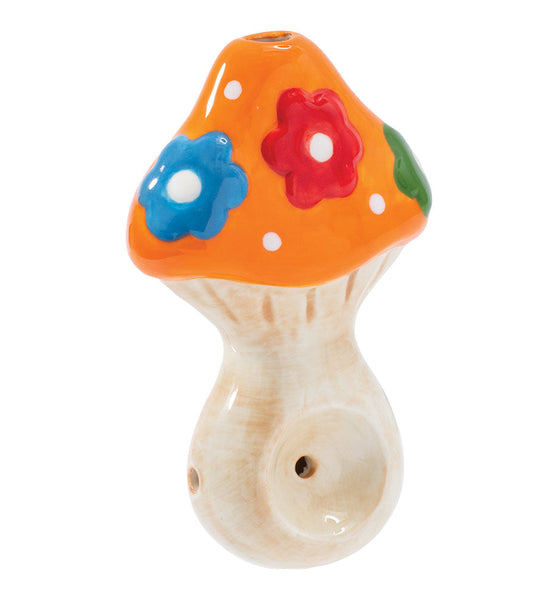 Wacky Bowlz Flower Mushroom Ceramic Pipe - 3.75"