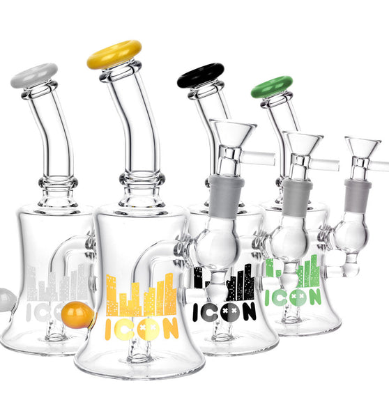 Diamond Glass Icon Baggins Water Pipe- 7"/14mm F/Colors Vary