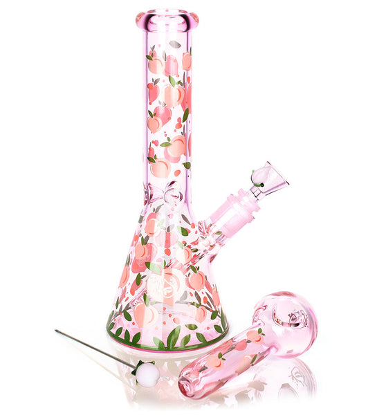 Pulsar Fruit Series Peaches & Cream Herb Pipe Glow Duo - 10" / 14mm F