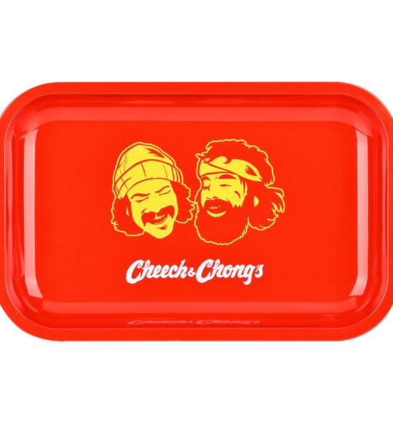 Cheech & Chong x Pulsar Metal Rolling Tray - Red Faces / 11" x 7"