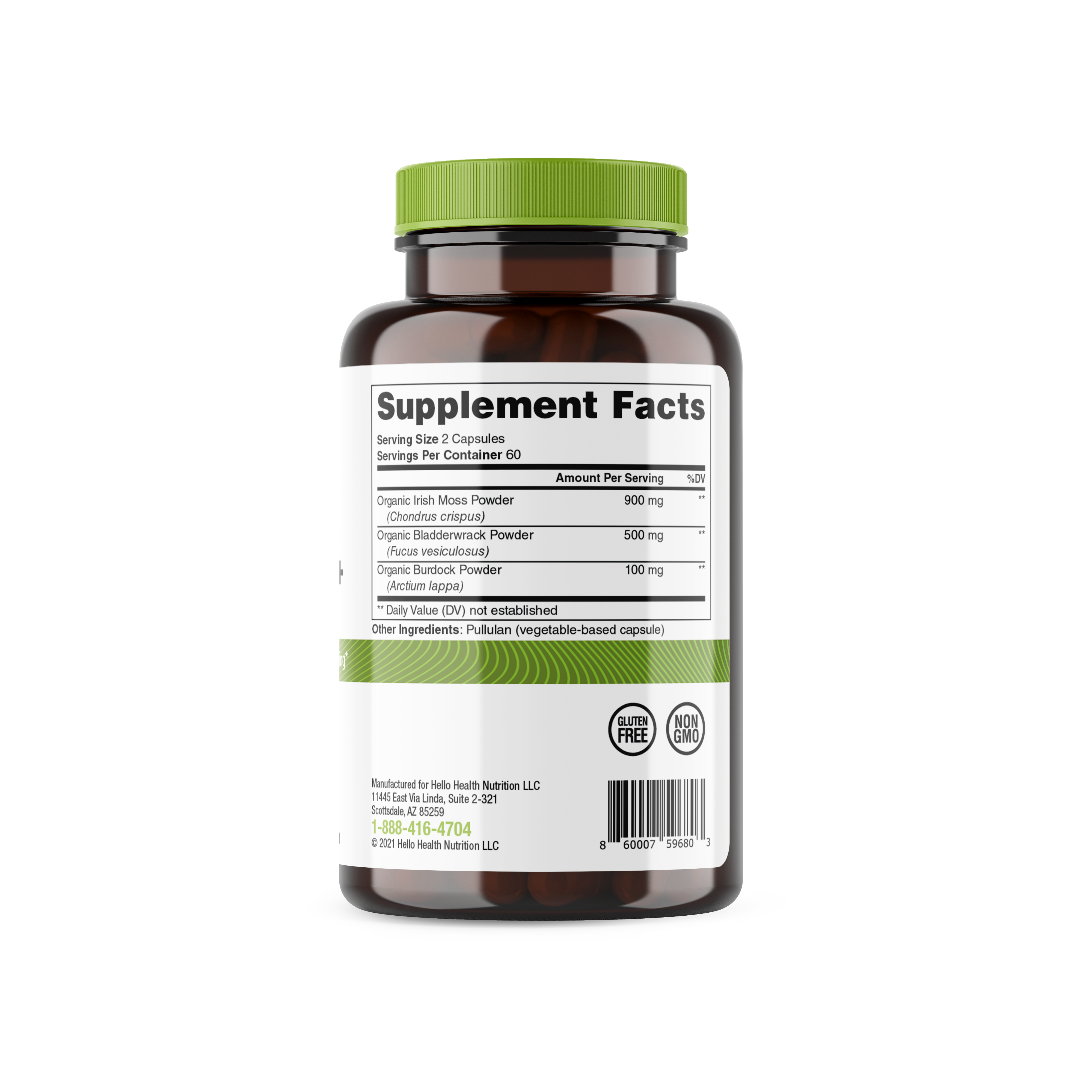 Organic Irish Sea Moss Capsules with Burdock Root & Bladderwrack